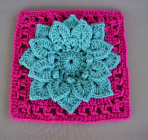 Crocodile Stitch Dahlia Afghan Block Pattern