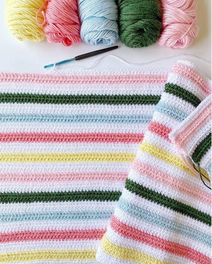 Popsicle Stripes Blanket Crochet Pattern