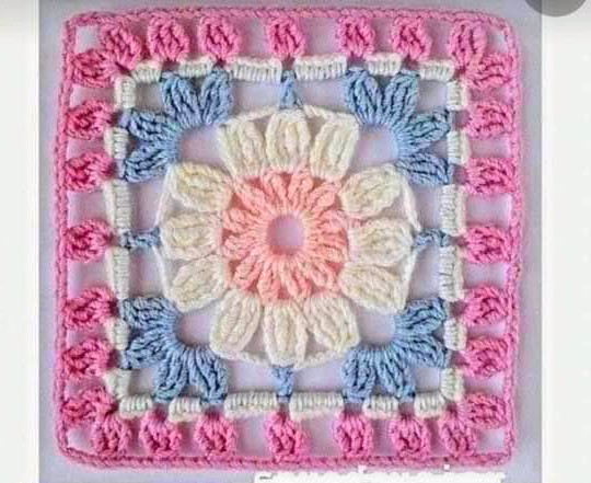 Crochet Square with Flower Pattern
