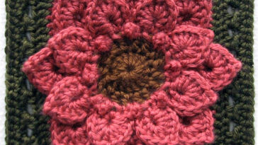 Crocodile Stitch Dahlia Afghan Block Pattern